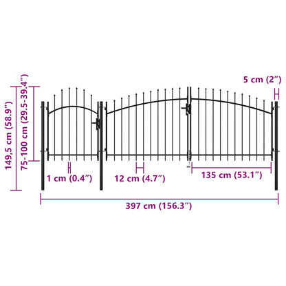 144362 vidaXL Garden Gate "Woerden" Steel 1x4 m Black