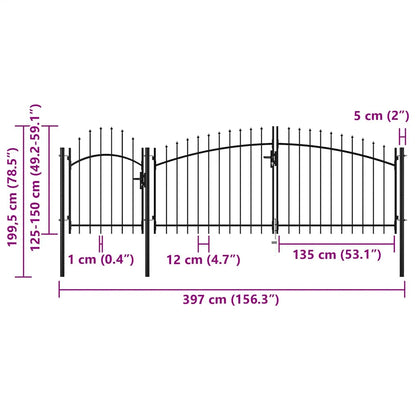 144364 vidaXL Garden Gate "Woerden" Steel 1,5X4 m Black