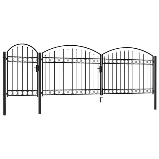Garden Fence Gate "ASSEN" with Arched Top Steel 1,25x5 m Black