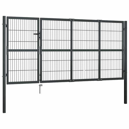 Garden Gate with Posts Steel 350x120 cm Anthracite