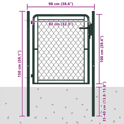 Garden Gate Steel 100x100 cm Green