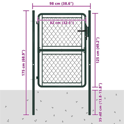144404 vidaXL Garden Gate Steel 100x125 cm Green