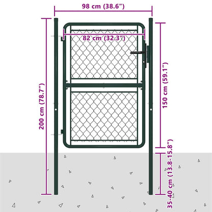 144405 vidaXL Garden Gate Steel 100x150 cm Green