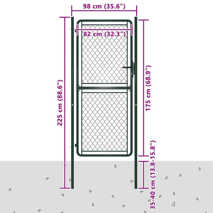 144406 vidaXL Garden Gate Steel 100x175 cm Green