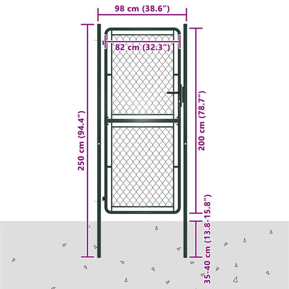 144407 vidaXL Garden Gate Steel 100x200 cm Green