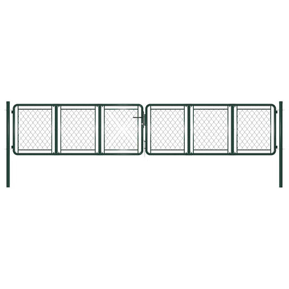 144414 vidaXL Garden Gate Steel 400x75 cm Green