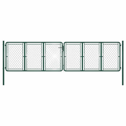 144416 vidaXL Garden Gate Steel 400x125 cm Green