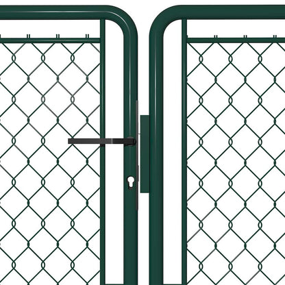 144416 vidaXL Garden Gate Steel 400x125 cm Green