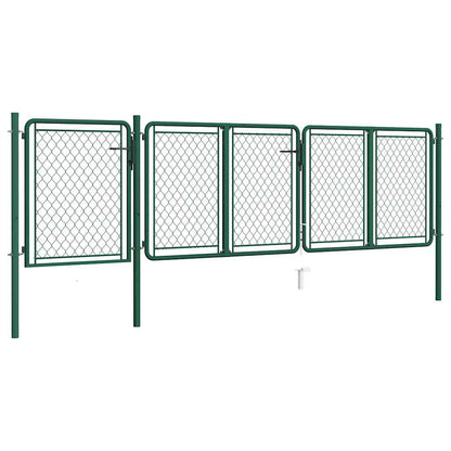 144444 vidaXL Garden Gate Steel 400x75 cm Green