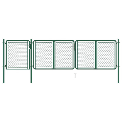 144444 vidaXL Garden Gate Steel 400x75 cm Green