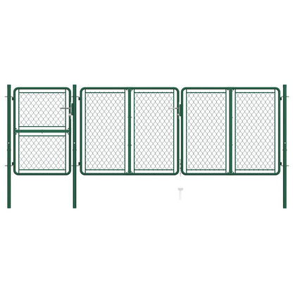 144446 vidaXL Garden Gate Steel 400x125 cm Green