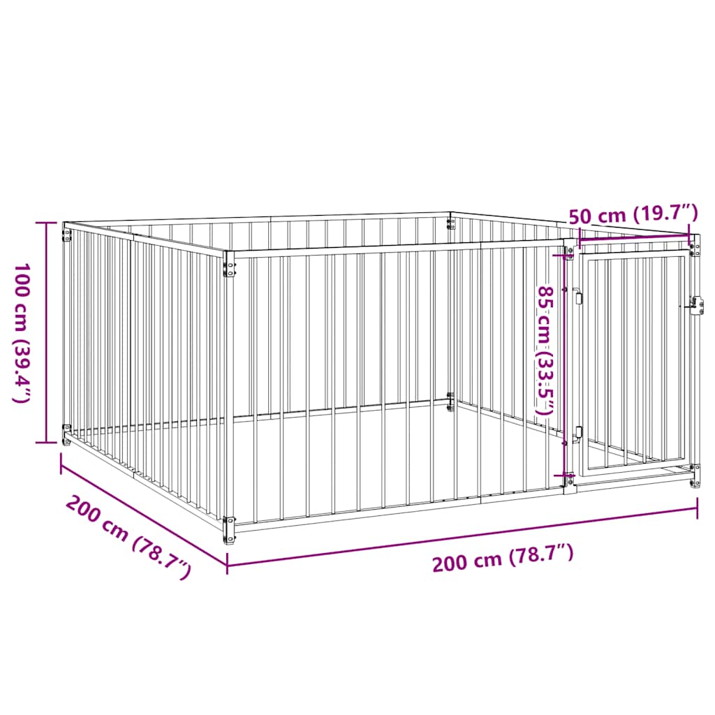 vidaXL Dog Kennel Silver Steel 78.7x78.7x39.4 in Durable Dog Kennel
