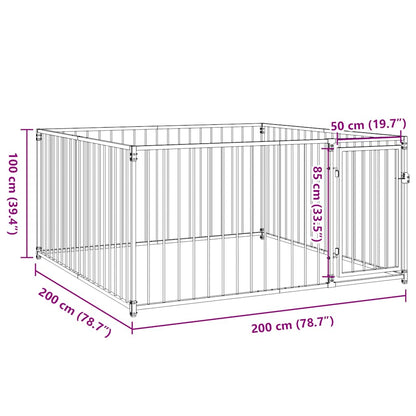 vidaXL Dog Kennel Silver Steel 78.7x78.7x39.4 in Durable Dog Kennel