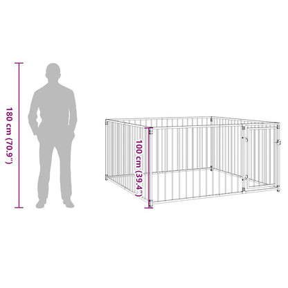 vidaXL Dog Kennel Silver Steel 78.7x78.7x39.4 in Durable Dog Kennel