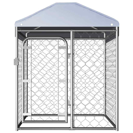 Dog Kennel | Silver | Galvanized steel, Polyethylene | Large | Locks