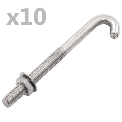 Anchored J-Bolt w/Nut and Washer M8x100 mm 25 Sets