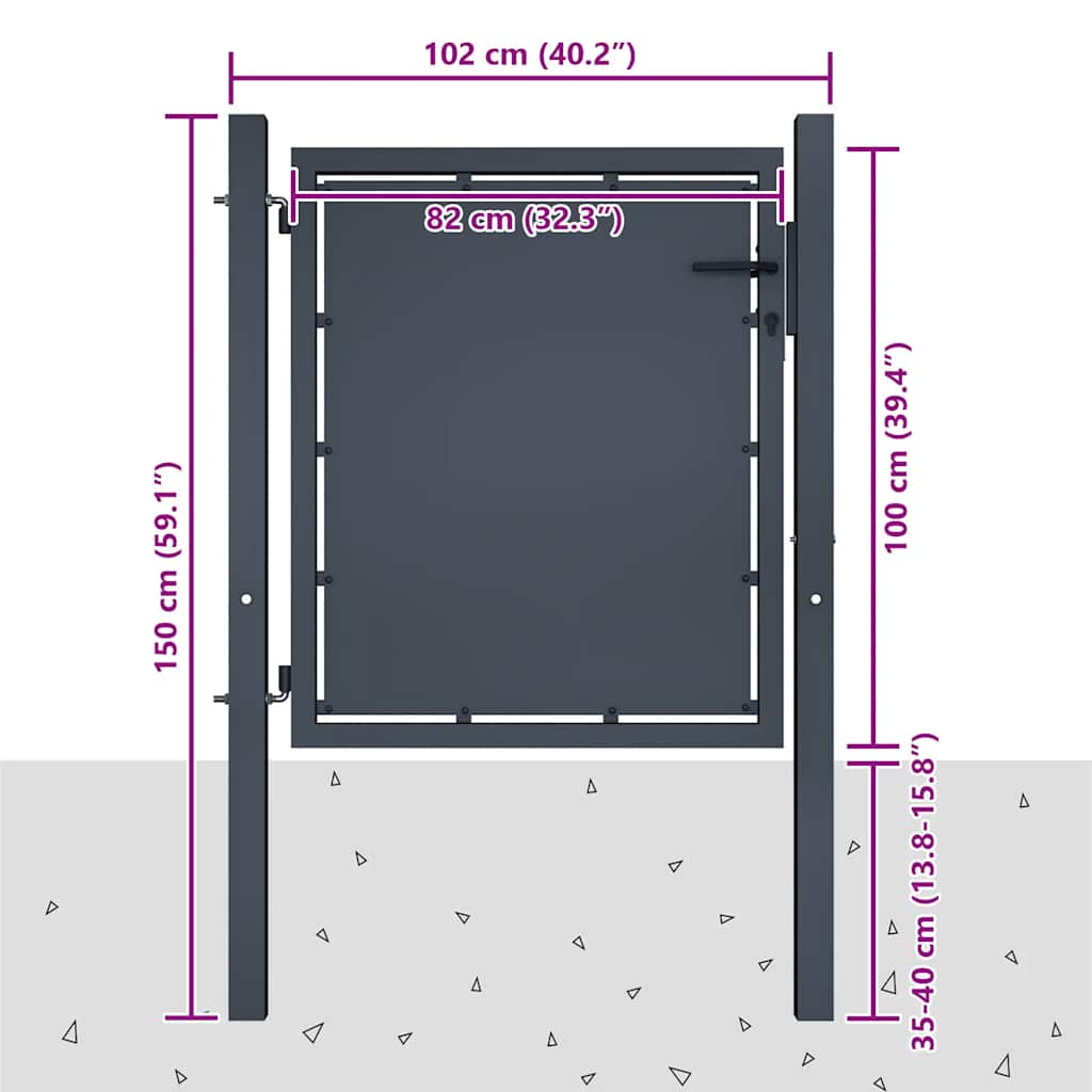 Garden Gate Steel 100x100 cm Anthracite