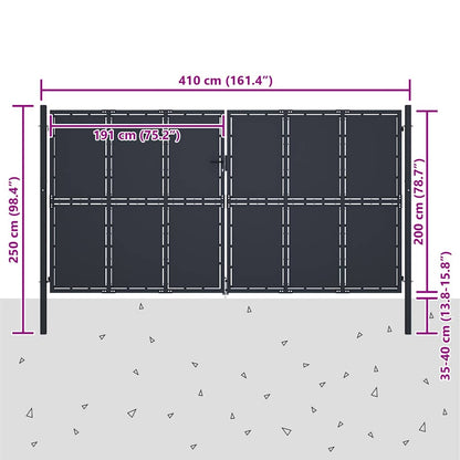Garden Gate Steel 400x200 cm Anthracite