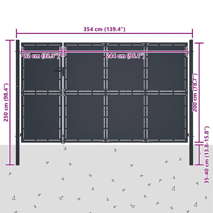 Garden Gate Steel 350x200 cm Anthracite
