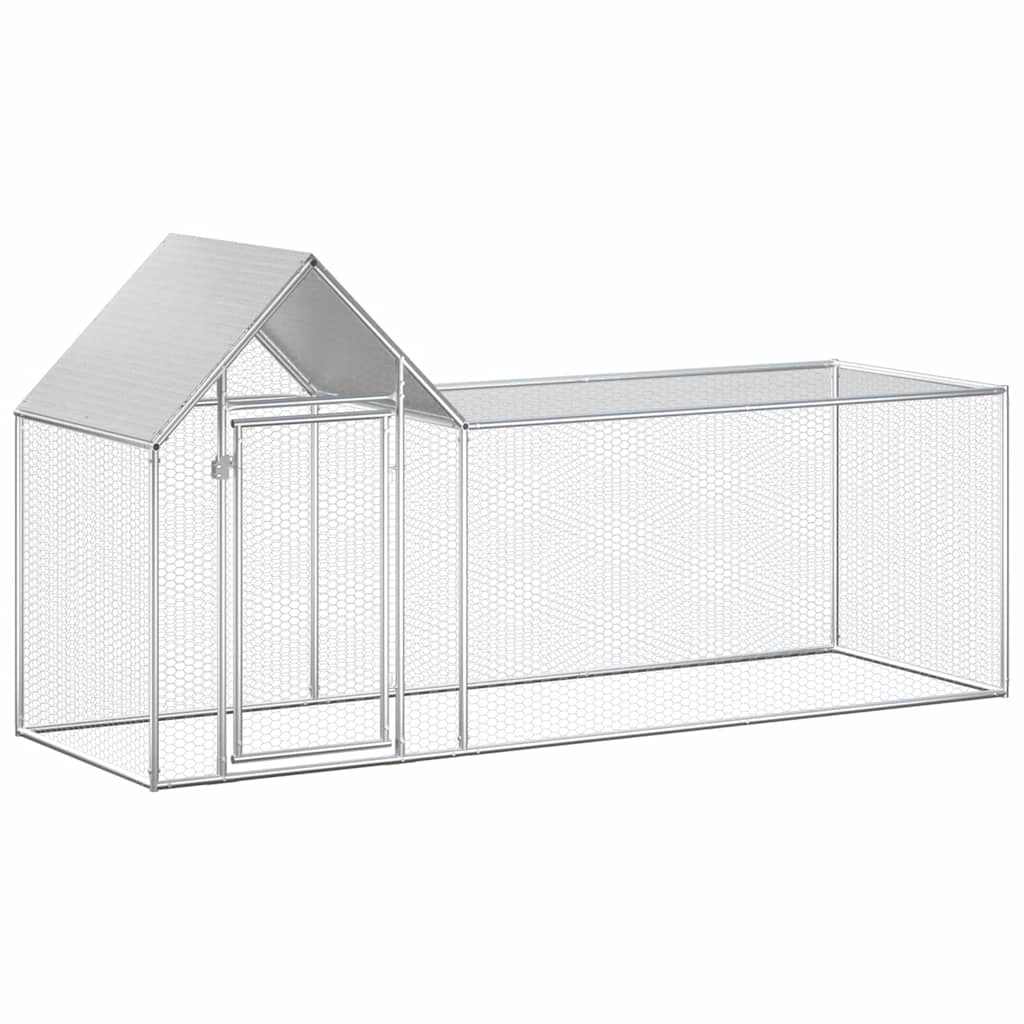 Chicken Coop Silver Galvanized Steel 9.8ft x 3.3ft x 4.9ft