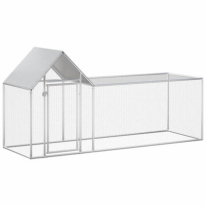 Chicken Coop Silver Galvanized Steel 9.8ft x 3.3ft x 4.9ft