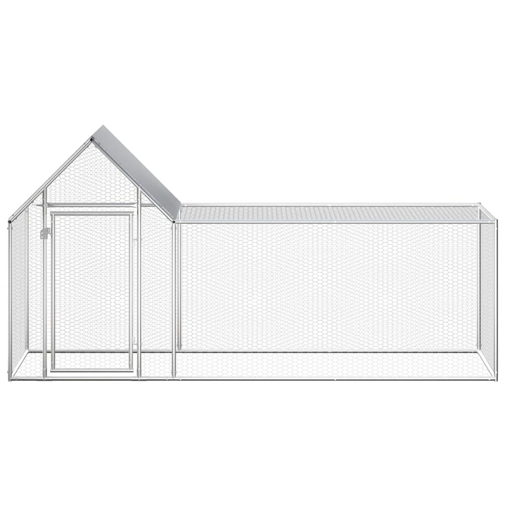 Chicken Coop Silver Galvanized Steel 9.8ft x 3.3ft x 4.9ft