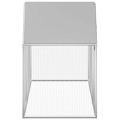Chicken Coop Silver Galvanized Steel 9.8ft x 3.3ft x 4.9ft