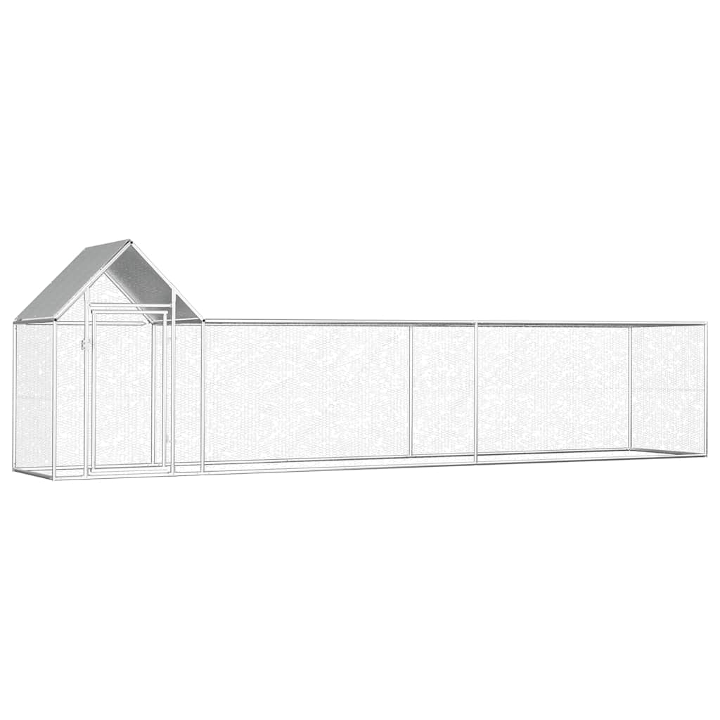 Chicken Coop Silver Galvanized steel 16.4 x 3.3 x 4.9 ft Durable