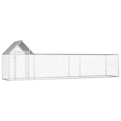 Chicken Coop Silver Galvanized steel 16.4 x 3.3 x 4.9 ft Durable
