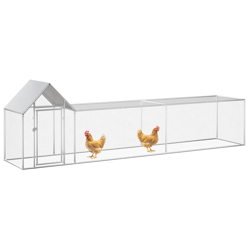Chicken Coop Silver Galvanized steel 16.4 x 3.3 x 4.9 ft Durable