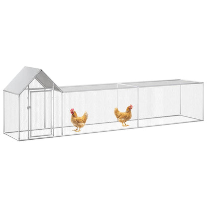 Chicken Coop Silver Galvanized steel 16.4 x 3.3 x 4.9 ft Durable