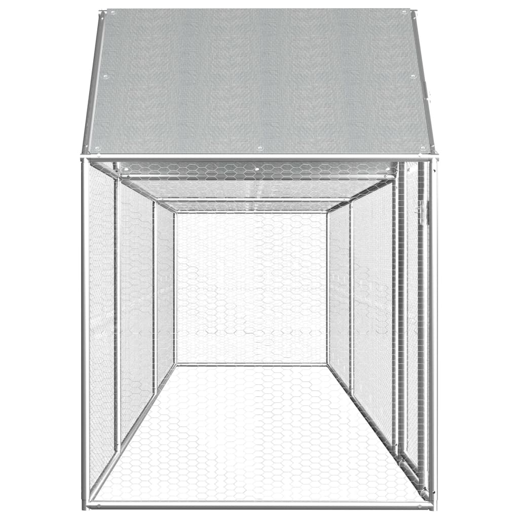 Chicken Coop Silver Galvanized steel 16.4 x 3.3 x 4.9 ft Durable