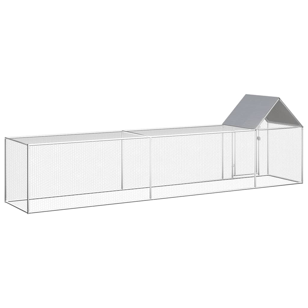 Chicken Coop Silver Galvanized steel 16.4 x 3.3 x 4.9 ft Durable