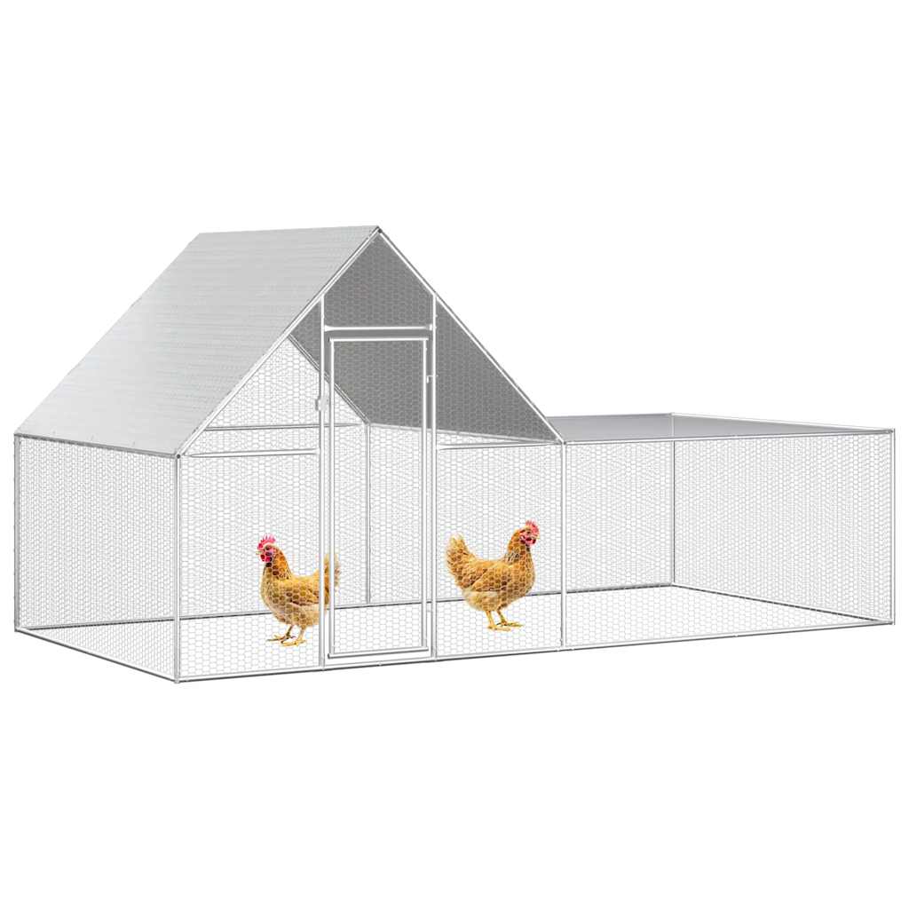 Chicken Coop Silver Galvanized Steel Large Chicken Coop