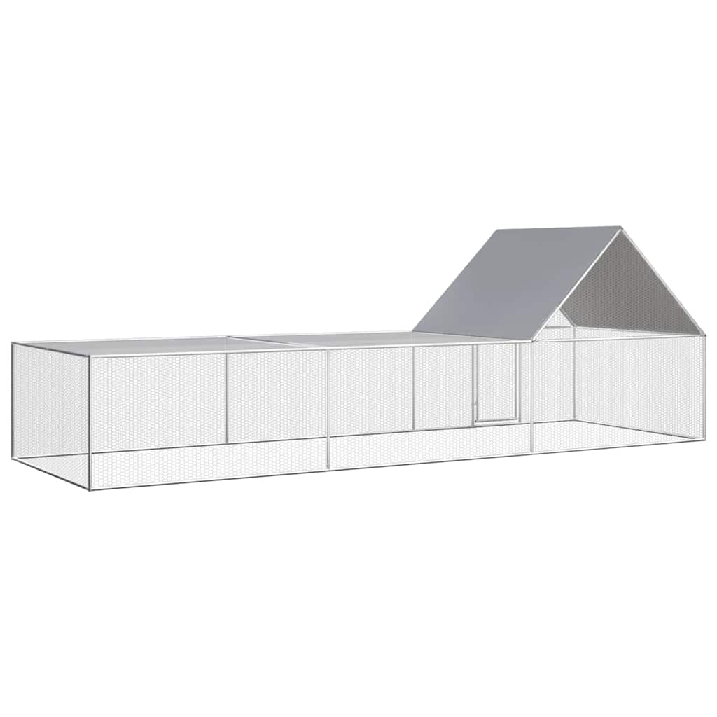 Chicken Coop Silver Galvanized steel 19.7 x 6.6 x 6.6 ft Locks
