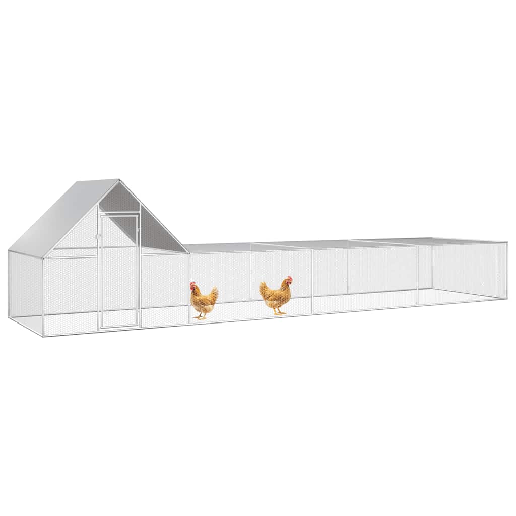 Chicken Coop Silver Galvanized steel 26x6.5x6.5 feet Durable
