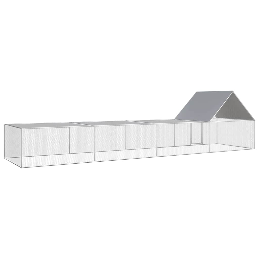 Chicken Coop Silver Galvanized steel 26x6.5x6.5 feet Durable
