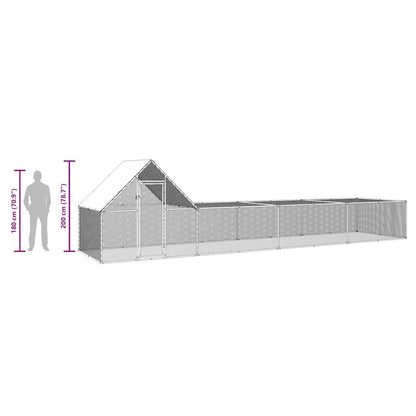 Chicken Coop Silver Galvanized steel 26x6.5x6.5 feet Durable
