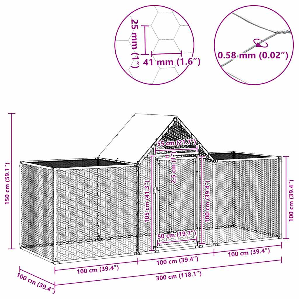Chicken Coop Silver Galvanized steel Large