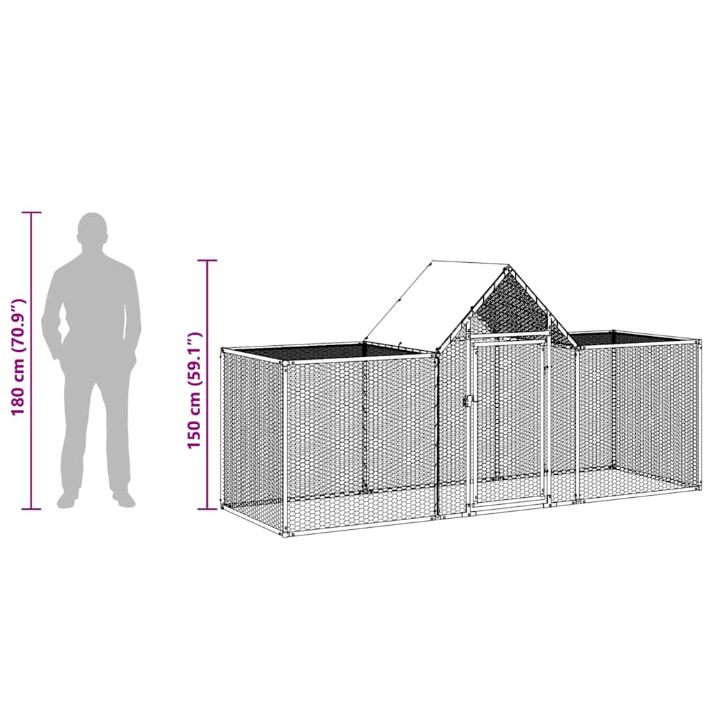 Chicken Coop Silver Galvanized steel Large
