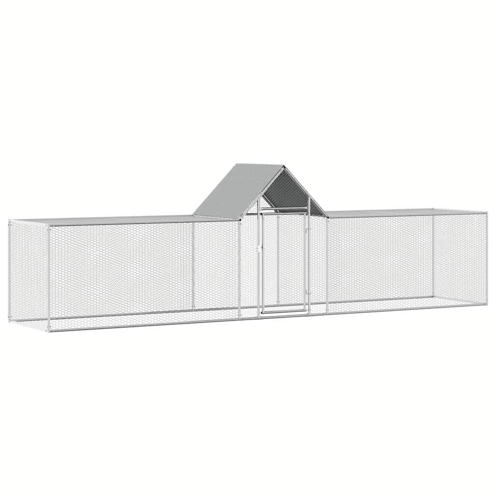 Chicken Coop Silver Galvanized Steel 16.4 x 3.3 x 4.9 ft