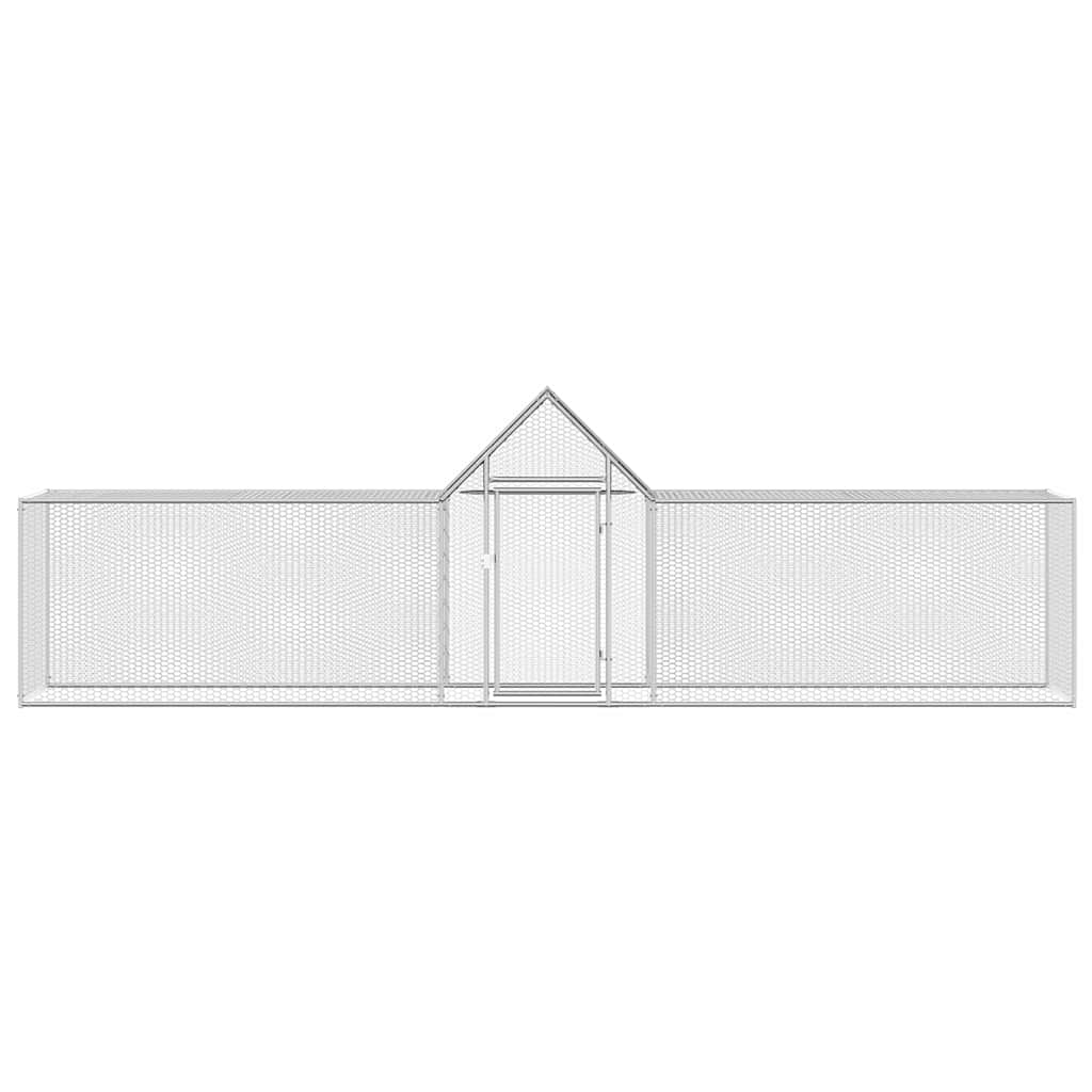 Chicken Coop Silver Galvanized Steel 16.4 x 3.3 x 4.9 ft