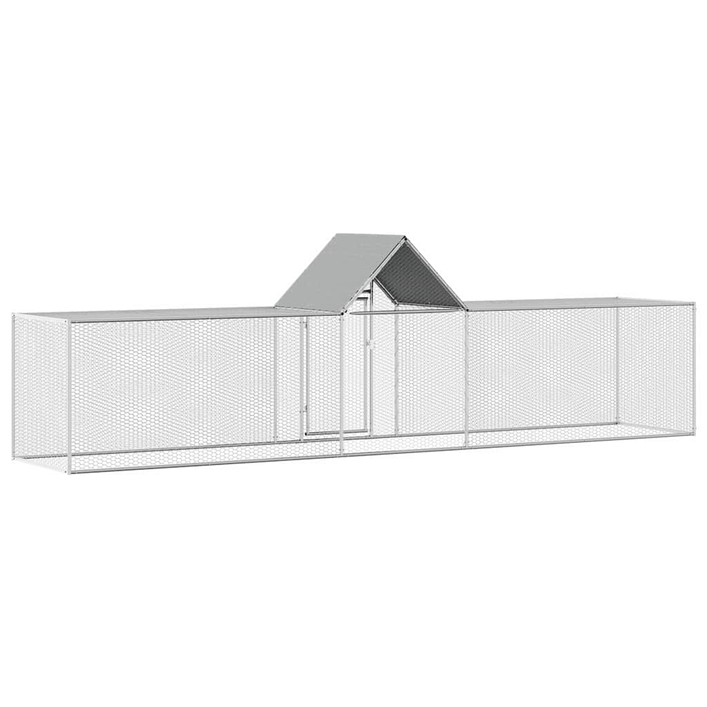 Chicken Coop Silver Galvanized Steel 16.4 x 3.3 x 4.9 ft