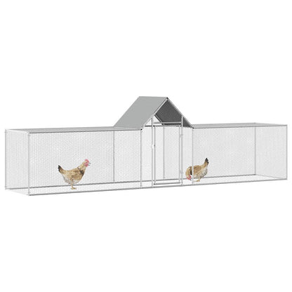 Chicken Coop Silver Galvanized Steel 16.4 x 3.3 x 4.9 ft