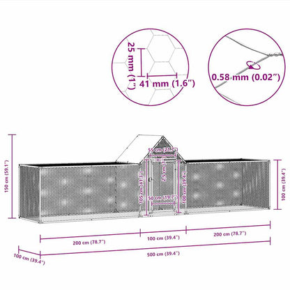Chicken Coop Silver Galvanized Steel 16.4 x 3.3 x 4.9 ft