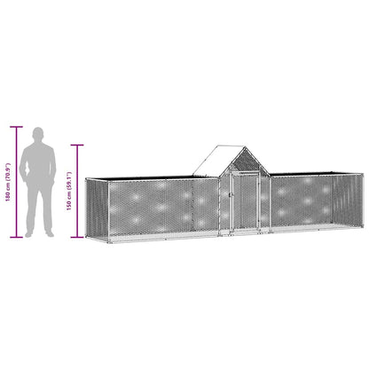 Chicken Coop Silver Galvanized Steel 16.4 x 3.3 x 4.9 ft