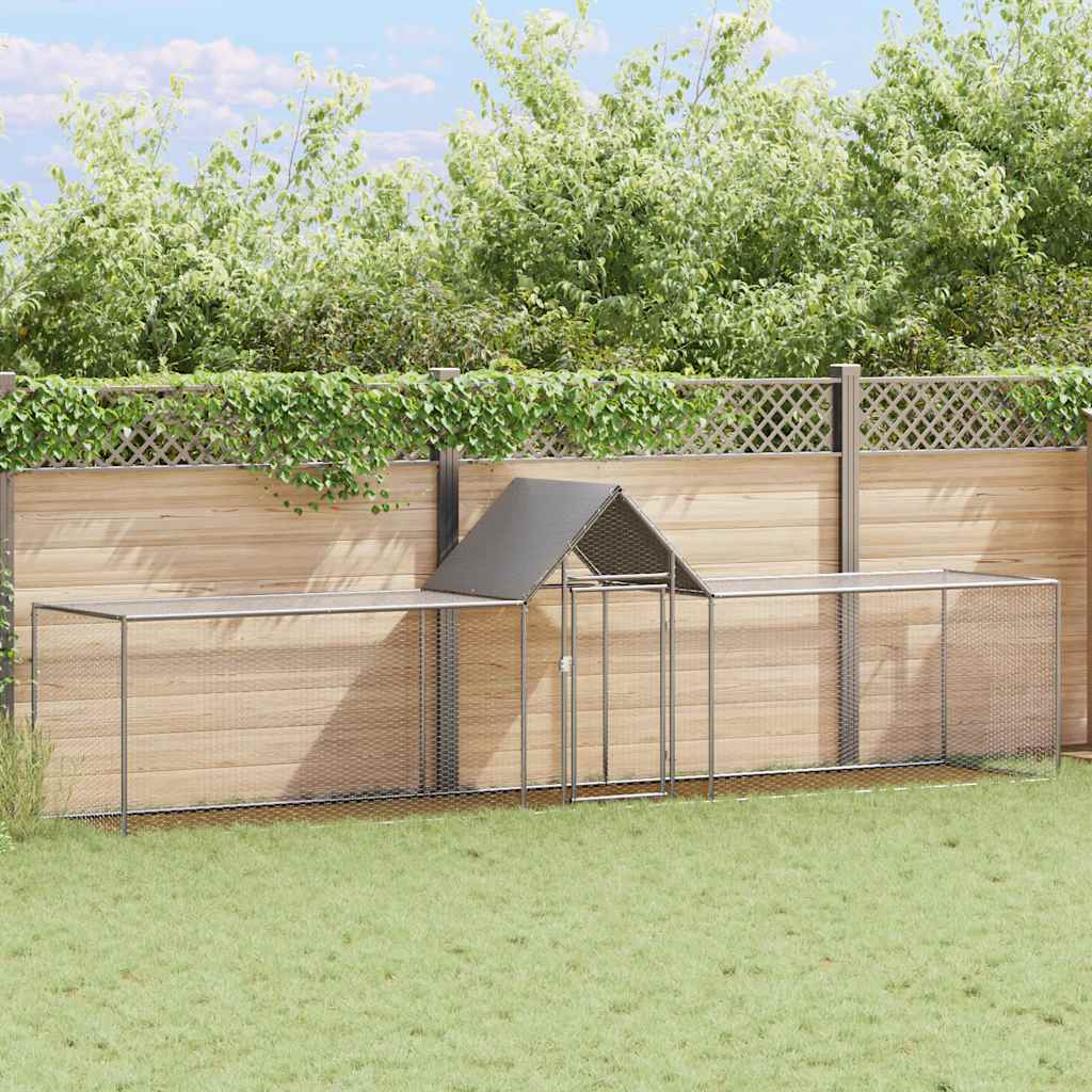 Chicken Coop Silver Galvanized Steel 16.4 x 3.3 x 4.9 ft