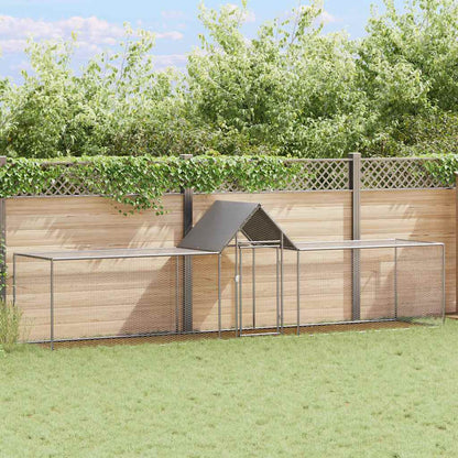 Chicken Coop Silver Galvanized Steel 16.4 x 3.3 x 4.9 ft