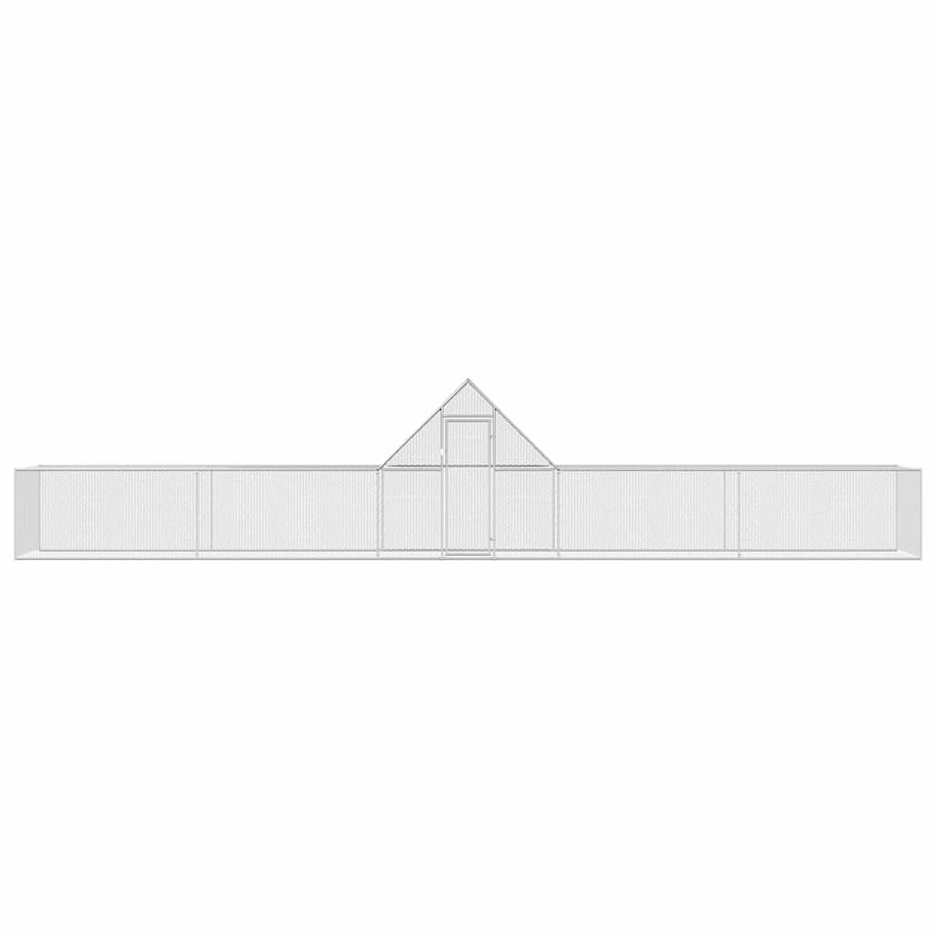 Chicken Coop Silver Galvanized Steel 32.8 x 6.6 x 6.6 ft Sturdy
