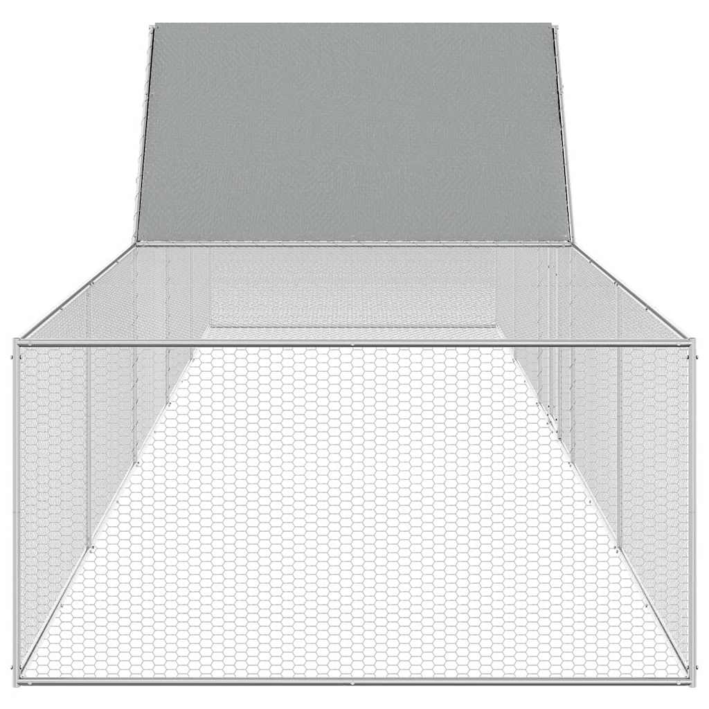 Chicken Coop Silver Galvanized Steel 32.8 x 6.6 x 6.6 ft Sturdy